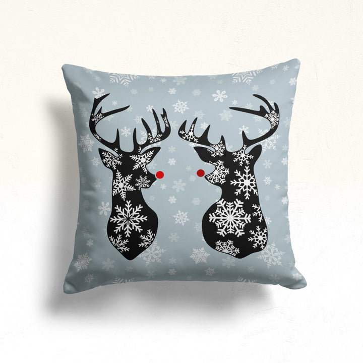 Christmas Pillow Cover|Xmas Deer Cushion Case|Xmas Home Decor|Winter Trend Pillow Case|Buckhorn, Pine Tree and Glove Outdoor Throw Pillowtop