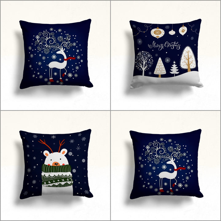 Christmas Pillow Cover|Xmas Deer Cushion Case|Snowflake Decor|Winter Trend Pillow Case|Merry Xmas and Polar Bear Outdoor Throw Pillowtop