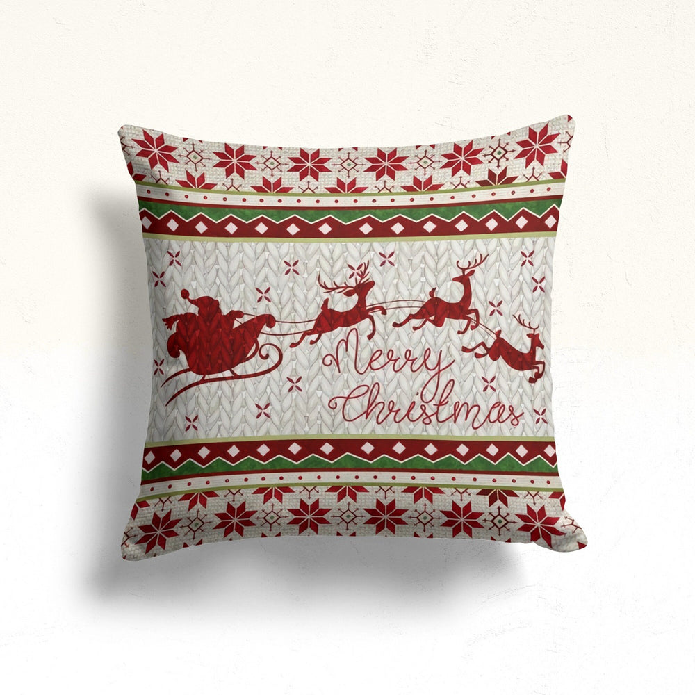 Christmas Pillow Cover|Reindeer Cushion Case|Merry Xmas Home Decor|Winter Trend Pillow Case|Peace, Joy, Noel Print Outdoor Throw Pillowtop