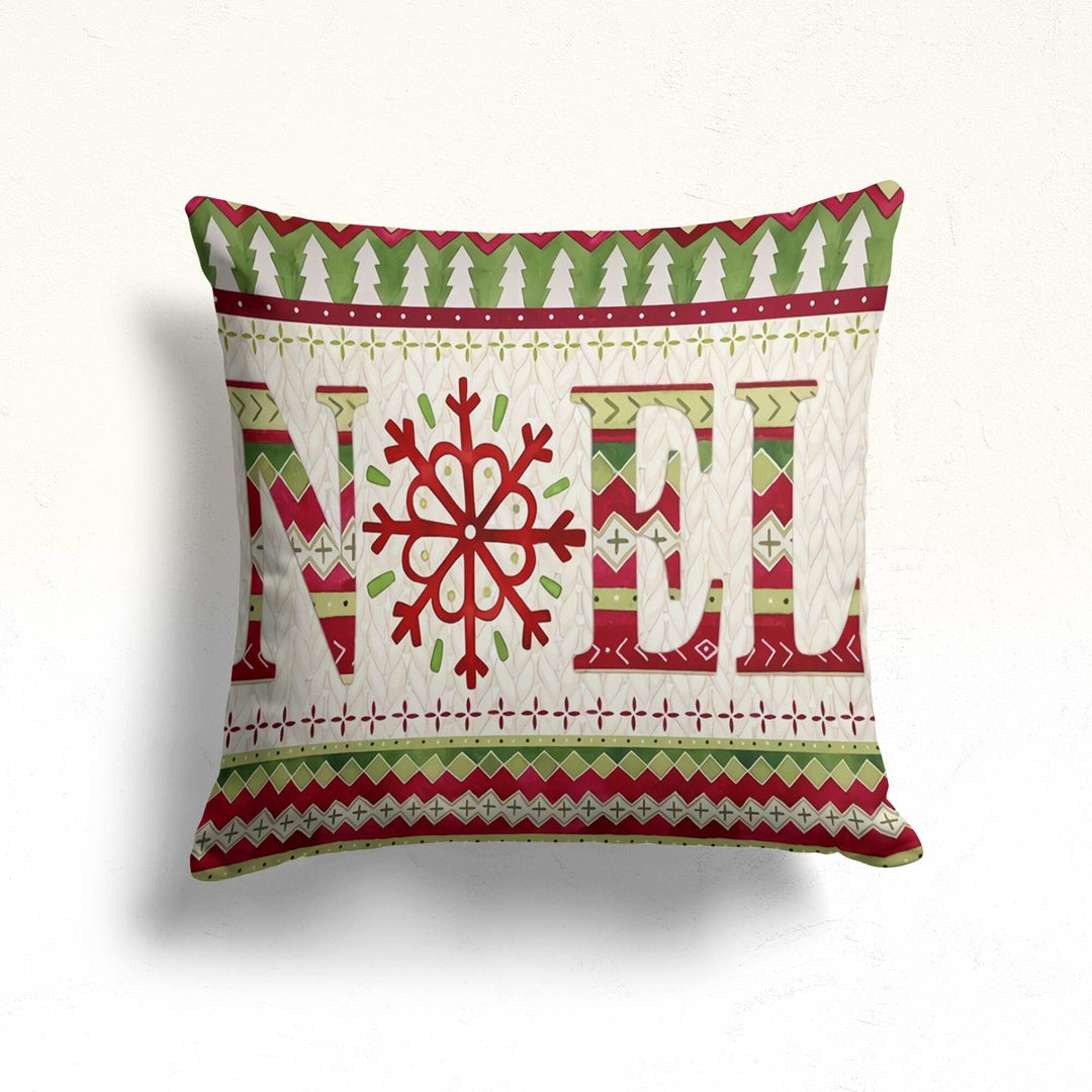 Christmas Pillow Cover|Reindeer Cushion Case|Merry Xmas Home Decor|Winter Trend Pillow Case|Peace, Joy, Noel Print Outdoor Throw Pillowtop