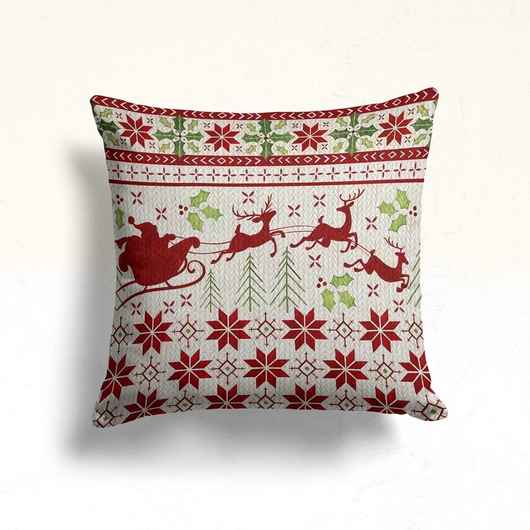 Christmas Pillow Cover|Reindeer Cushion Case|Merry Xmas Home Decor|Winter Trend Pillow Case|Peace, Joy, Noel Print Outdoor Throw Pillowtop