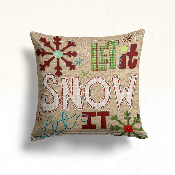 Christmas Pillow Cover|Merry Xmas Cushion Case|Xmas Home Decor|Winter Trend Pillow Case|Pine Tree and Let it Snow Outdoor Throw Pillowtop