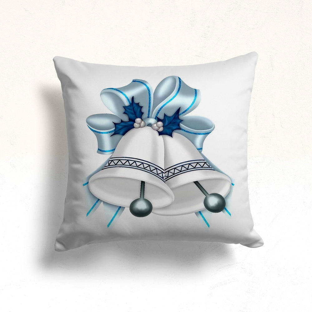 Christmas Pillow Cover|Xmas Bell Cushion|Blue Home Decor|Winter Pillow Case|Xmas Throw Pillowtop|Gift Cushion Cover|New Year Gift for Her