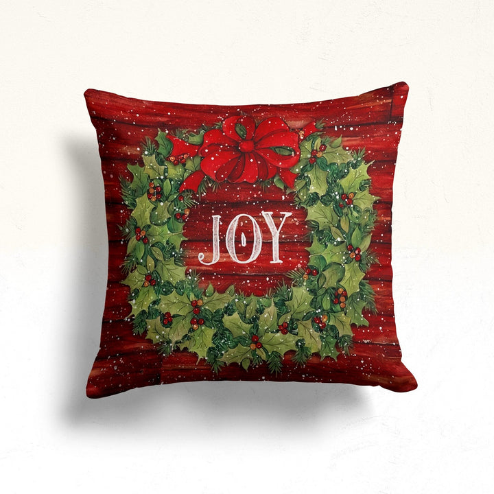 Christmas Pillow Cover|Cardinal Bird Cushion|Red Berries Decor|Winter Pillow Case|Xmas Throw Pillowtop|Floral Cushion Cover|New Year Gift