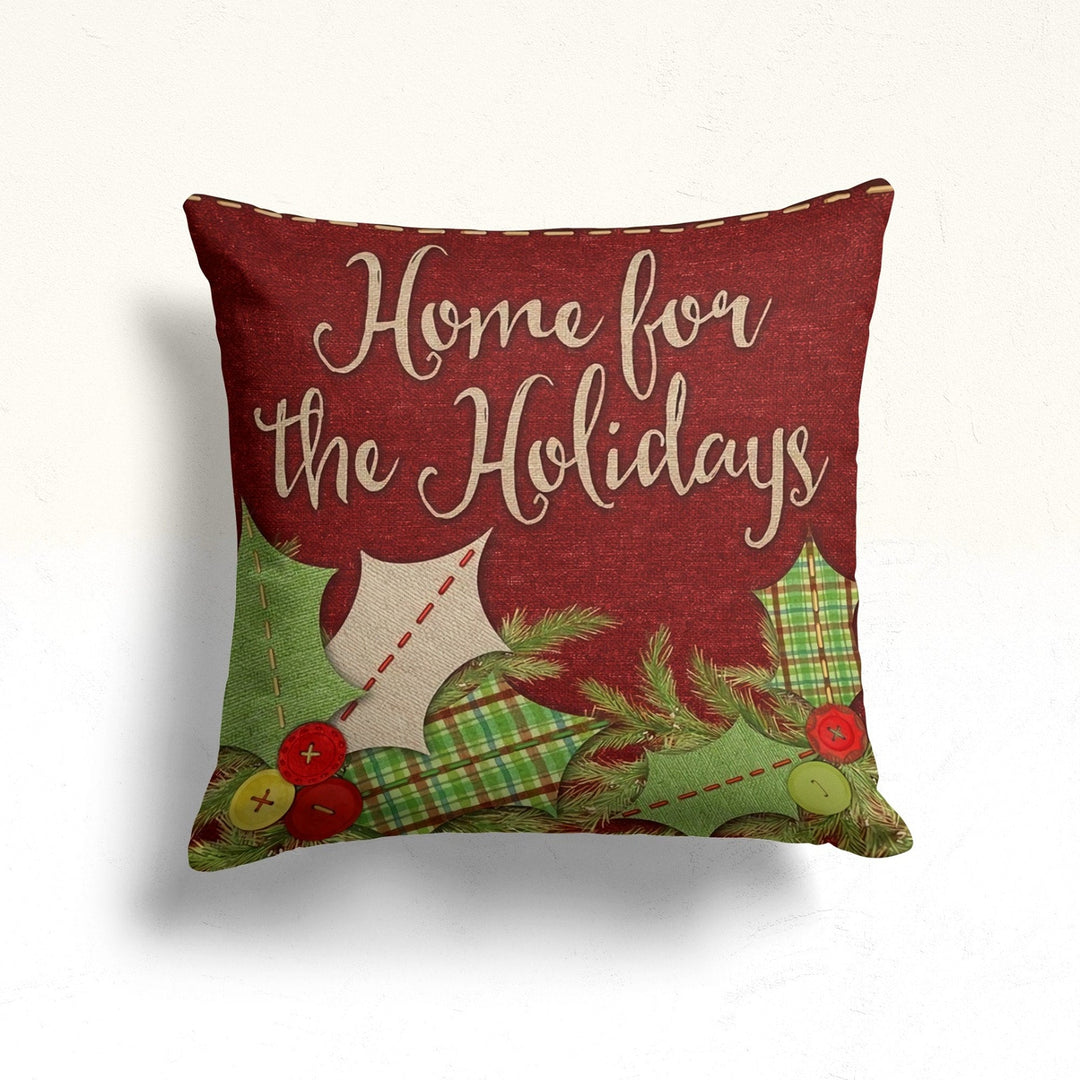 Christmas Pillow Cover|Joy Print Cushion|Berries Home Decor|Winter Pillow Case|Xmas Throw Pillowtop|Home For Holidays Xmas Cushion Cover