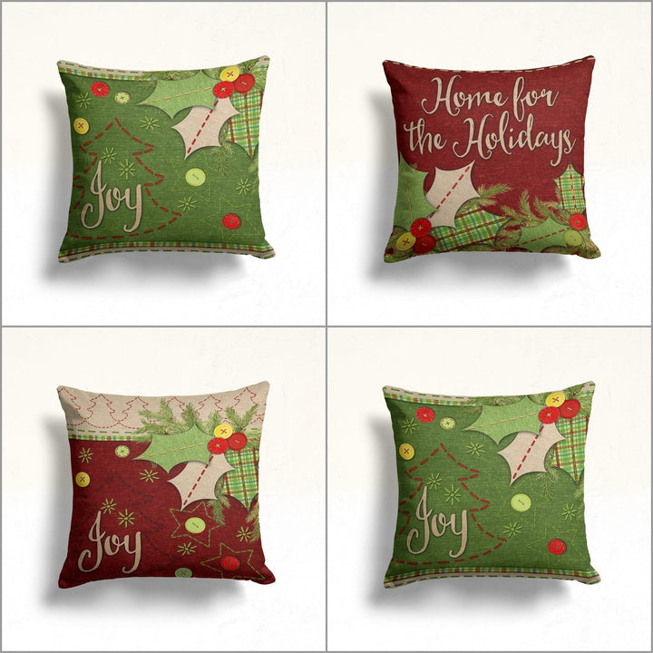 Christmas Pillow Cover|Joy Print Cushion|Berries Home Decor|Winter Pillow Case|Xmas Throw Pillowtop|Home For Holidays Xmas Cushion Cover