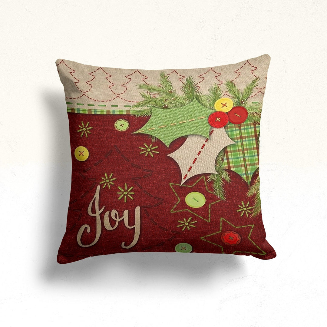 Christmas Pillow Cover|Joy Print Cushion|Berries Home Decor|Winter Pillow Case|Xmas Throw Pillowtop|Home For Holidays Xmas Cushion Cover