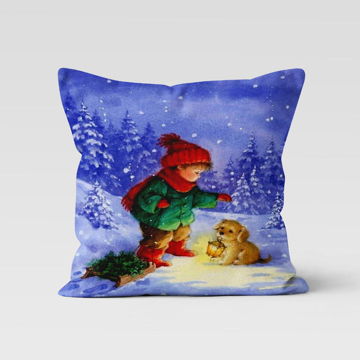 Winter Pillow Cover|Snowman Cushion Case|Fawn Cushion Cover|Merry Xmas Decor|Christmas Pillow|Xmas Throw Pillowtop|Snow Decor|New Year Gift