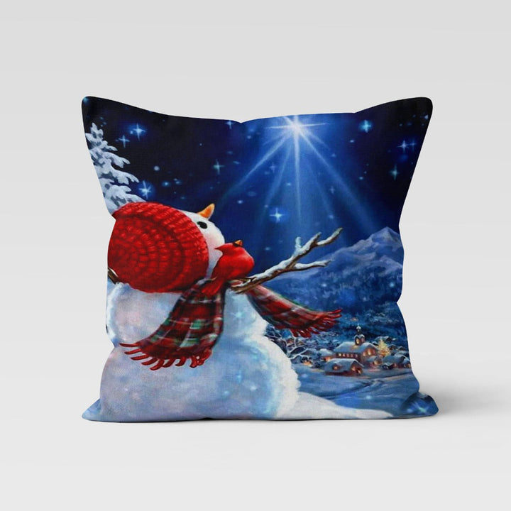 Winter Pillow Cover|Snowman Cushion Case|Fawn Cushion Cover|Merry Xmas Decor|Christmas Pillow|Xmas Throw Pillowtop|Snow Decor|New Year Gift