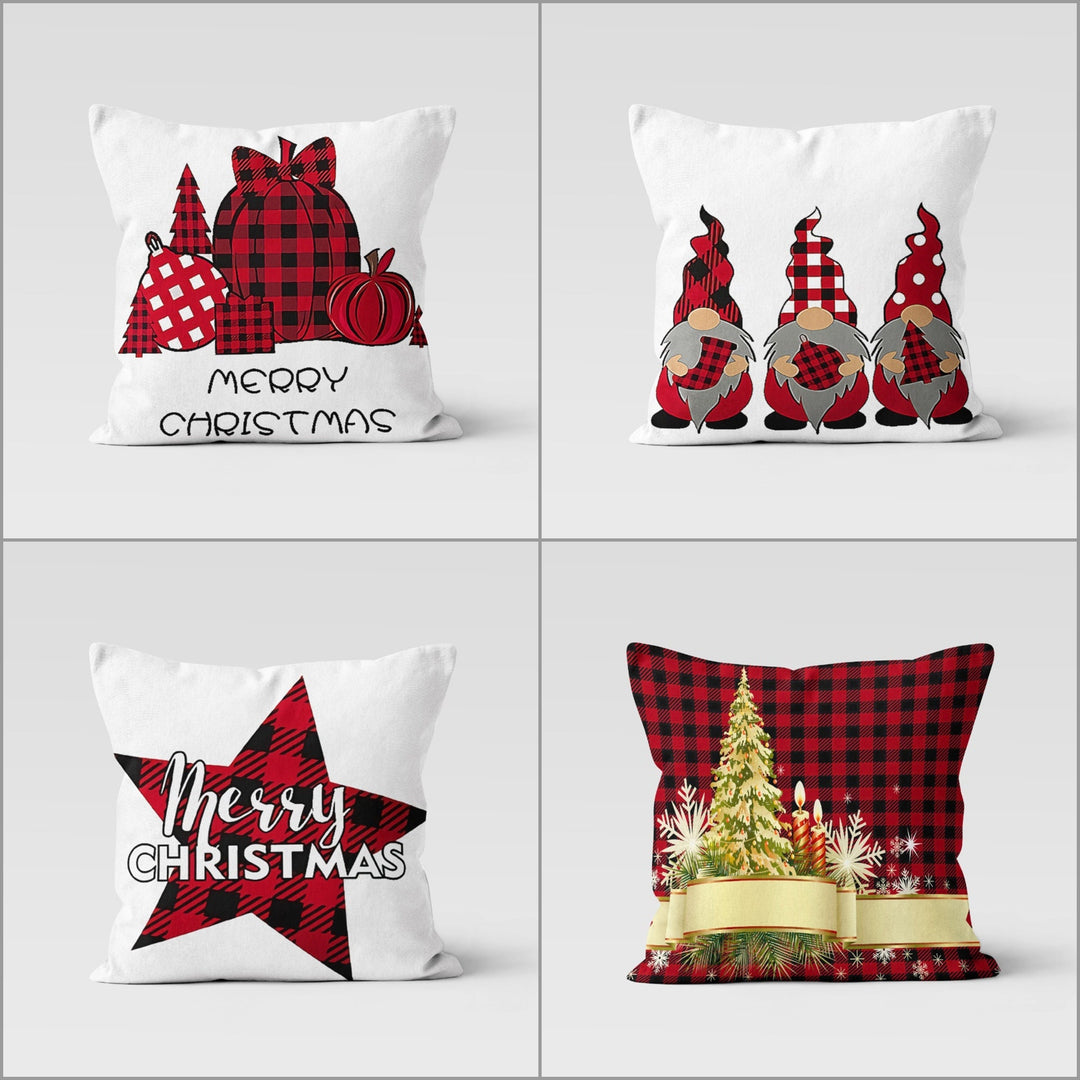 Christmas Pillow Cover|Checkered Cushion Case|Merry Xmas Decor|Winter Pillow Case|Xmas Throw Pillowtop|Gnome Cushion Cover|New Year Gift