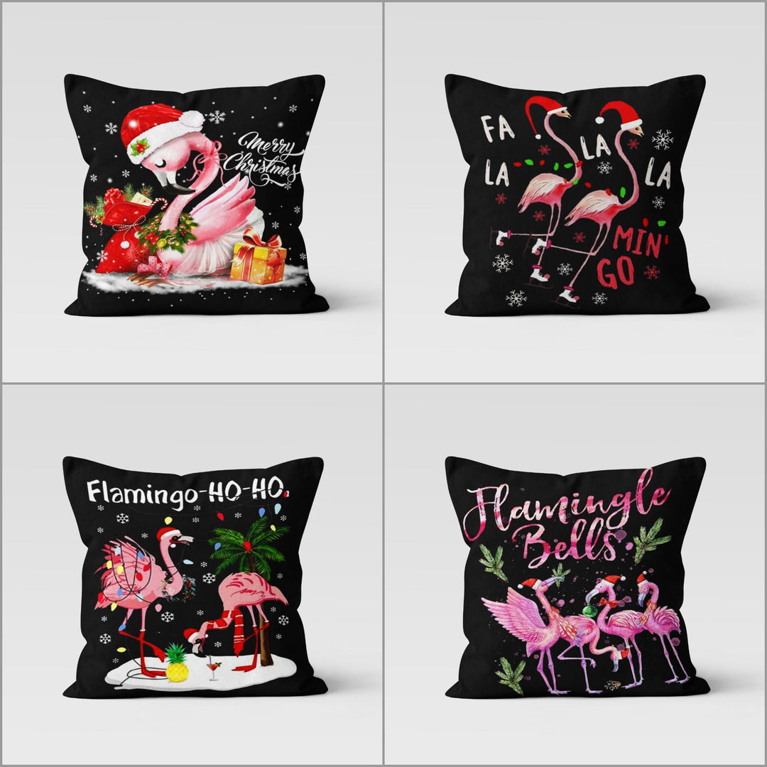 Christmas Pillow Cover|Flamingo Cushion Case|Merry Xmas Decor|Winter Pillow Case|Xmas Throw Pillowtop|Animal Cushion Cover|New Year Gift