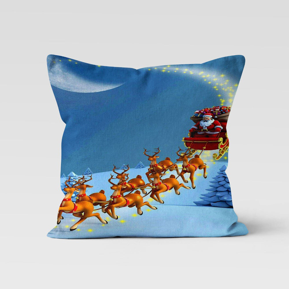 Christmas Pillow Cover|Sleigh Cushion Case|Santa Home Decor|Winter Pillow Case|Xmas Throw Pillowtop|Deer Cushion Cover|New Year Gift