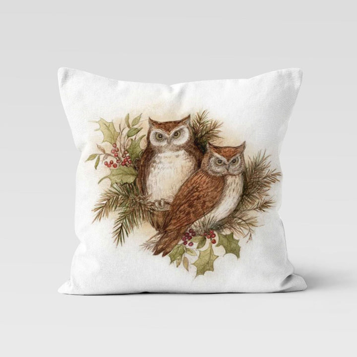 Winter Pillow Cover|Animal Cushion Case|Rabbit Cushion Cover|Owl Home Decor|Fox Print Pillow|Bird Throw Pillowtop|Xmas Decor|New Year Gift