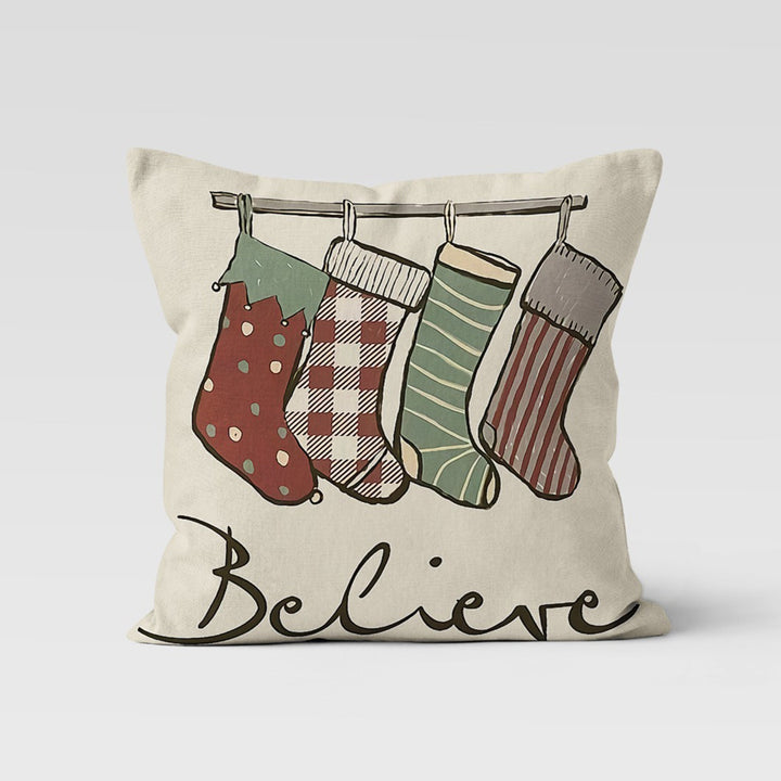 Christmas Pillow Cover|Merry Xmas Cushion Case|Pine Trees Decor|Believe Pillow Case|Xmas Throw Pillowtop|Gnome Cushion Cover|New Year Gift