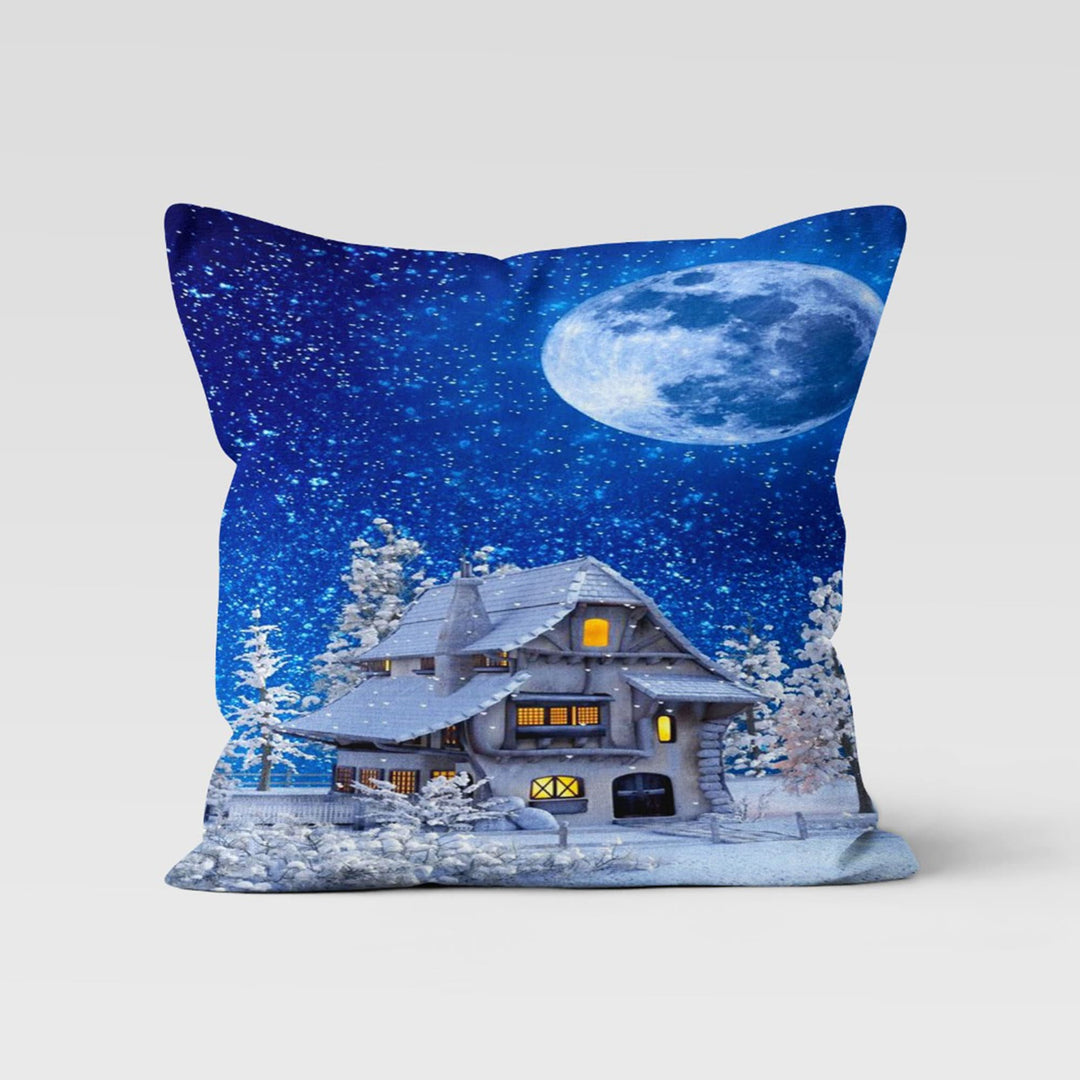 Winter Pillow Case|Christmas Pillow Cover|Snow House Cushion Case|Merry Xmas Decor|Xmas Throw Pillowtop|Snow Cushion Cover|New Year Gift