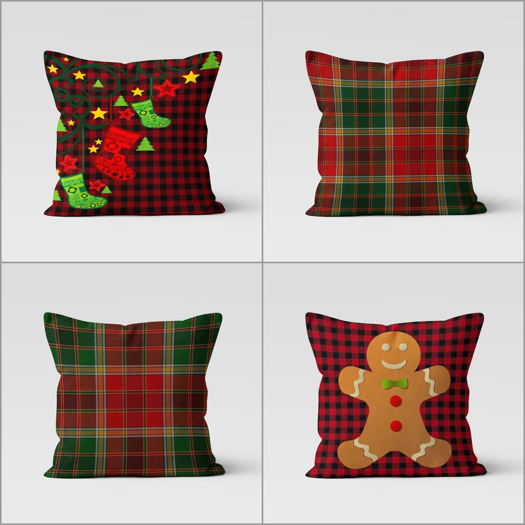 Christmas Pillow Cover|Buffalo Plaid Cushion Case|Xmas Home Decor|Winter Pillow Case|Xmas Socks Pillowtop|Cookie Cushion Cover|New Year Gift