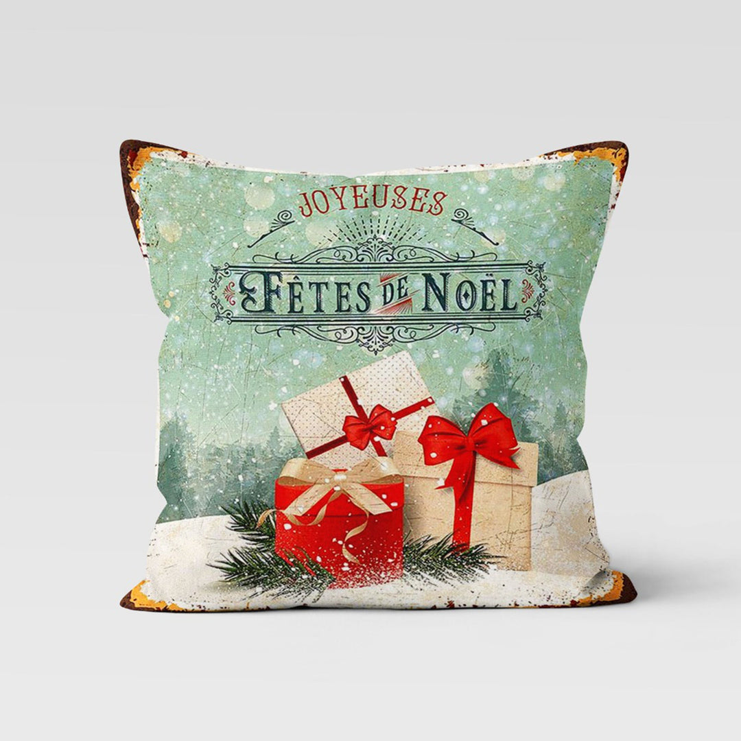 Noel Pillow Cover|Christmas Cushion Case|Xmas Home Decor|Winter Pillow Case|Xmas Throw Pillowtop|Gift Box Cushion Cover|New Year Gift