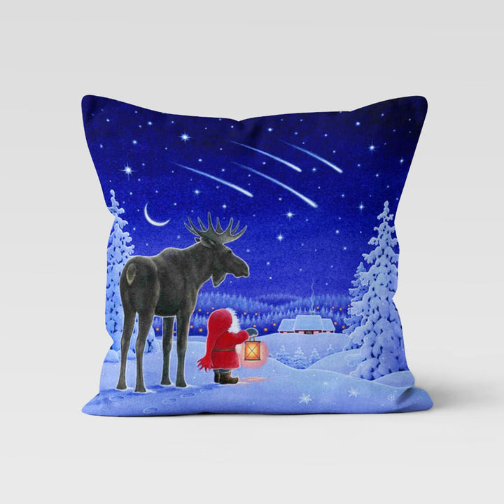 Christmas Pillow Cover|Deer Cushion Case|Xmas Candle Decor|Winter Pillow Case|Xmas Throw Pillowtop|Gnome Cushion Cover|New Year Gift