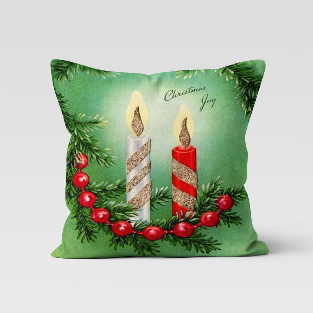 Christmas Pillow Cover|Deer Cushion Case|Xmas Candle Decor|Winter Pillow Case|Xmas Throw Pillowtop|Gnome Cushion Cover|New Year Gift