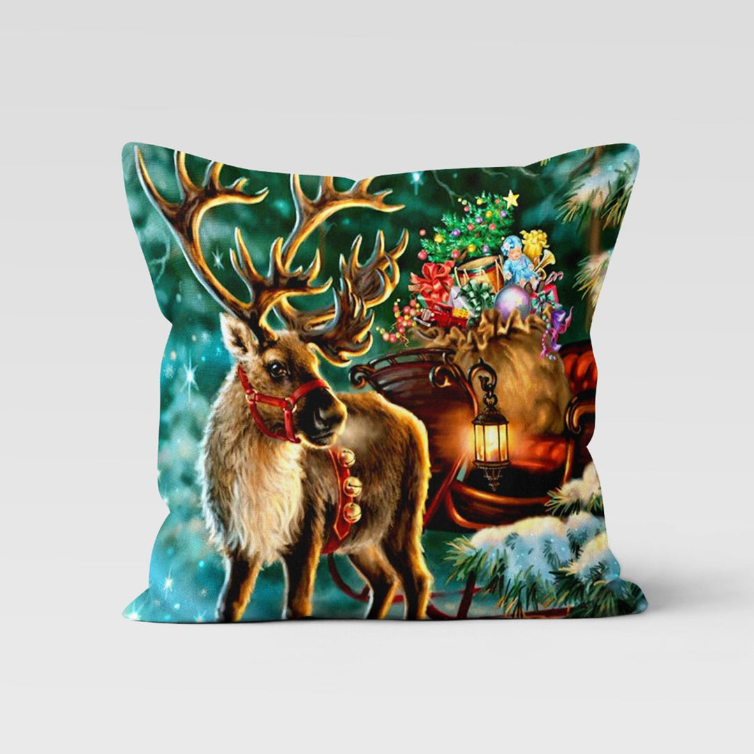 Christmas Pillow Cover|Deer Cushion Case|Xmas Candle Decor|Winter Pillow Case|Xmas Throw Pillowtop|Gnome Cushion Cover|New Year Gift