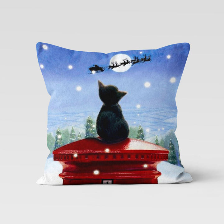 Winter Pillow Cover|Cat Cushion Case|Animal Cushion Cover|Cat Home Decor|Kitten Print Pillow|Throw Pillowtop|Winter Sofa Decor|New Year Gift