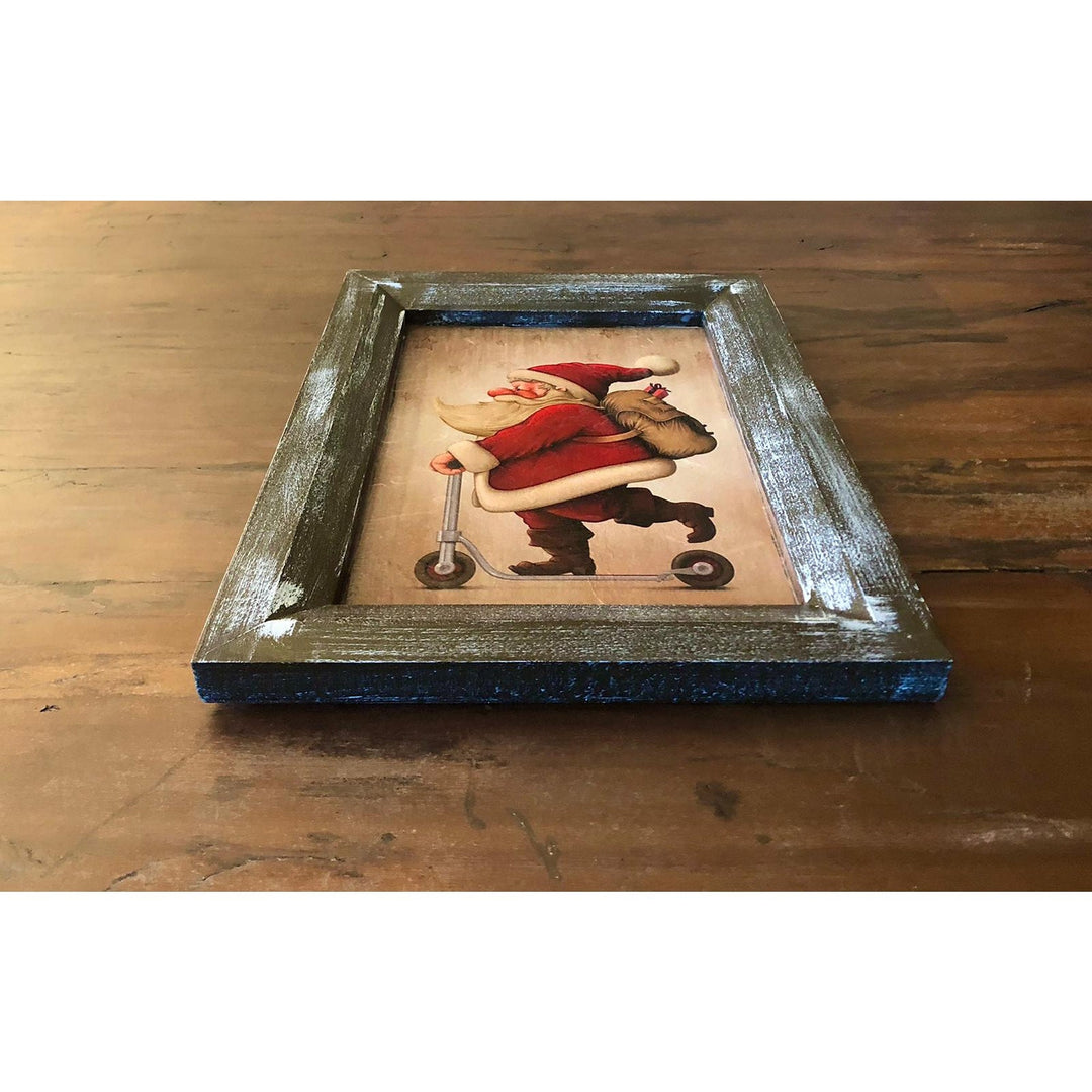 Santa Wall Art Decor|Christmas Wall Art|Santa on Scooter|Winter Wall Decor|Xmas Wall Hanging|Winter Trend Gift for Her|Wooden Xmas Gift Idea