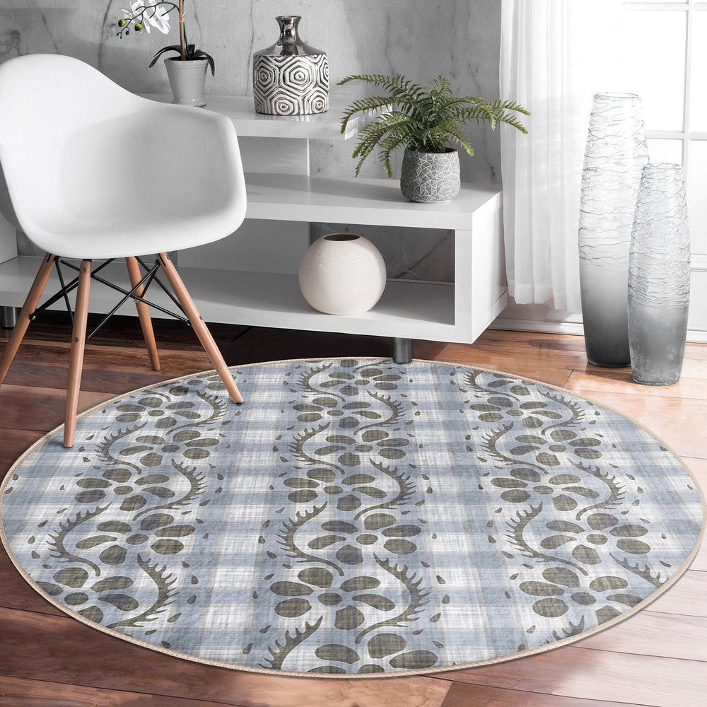 Abstract Round Rug|Non-Slip Round Carpet|Geometric Circle Carpet|Abstract Area Rug|Gray Home Decor|Decorative Housewarming Multi-Purpose Mat