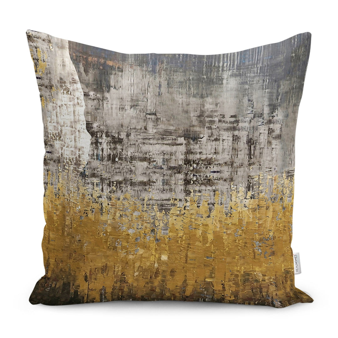 Abstract Pillow Case|Gray Yellow Cushion|Farmhouse Pillowtop|Decorative Housewarming Pillow|Outdoor Throw Pillowcase|Bedding Cushion Cover