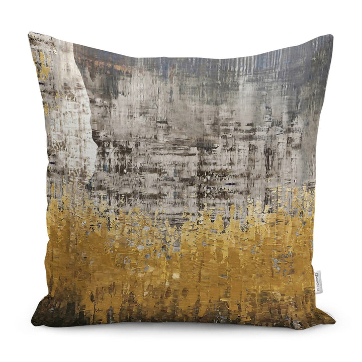 Abstract Pillow Case|Gray Yellow Cushion|Farmhouse Pillowtop|Decorative Housewarming Pillow|Outdoor Throw Pillowcase|Bedding Cushion Cover