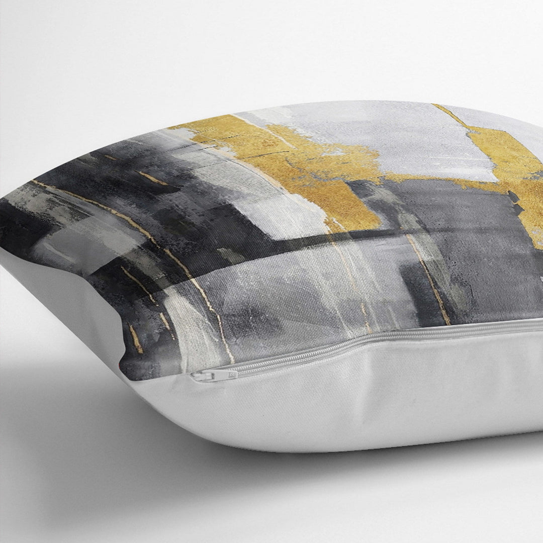 Abstract Pillow Case|Gray Yellow Cushion|Farmhouse Pillowtop|Decorative Housewarming Pillow|Outdoor Throw Pillowcase|Bedding Cushion Cover