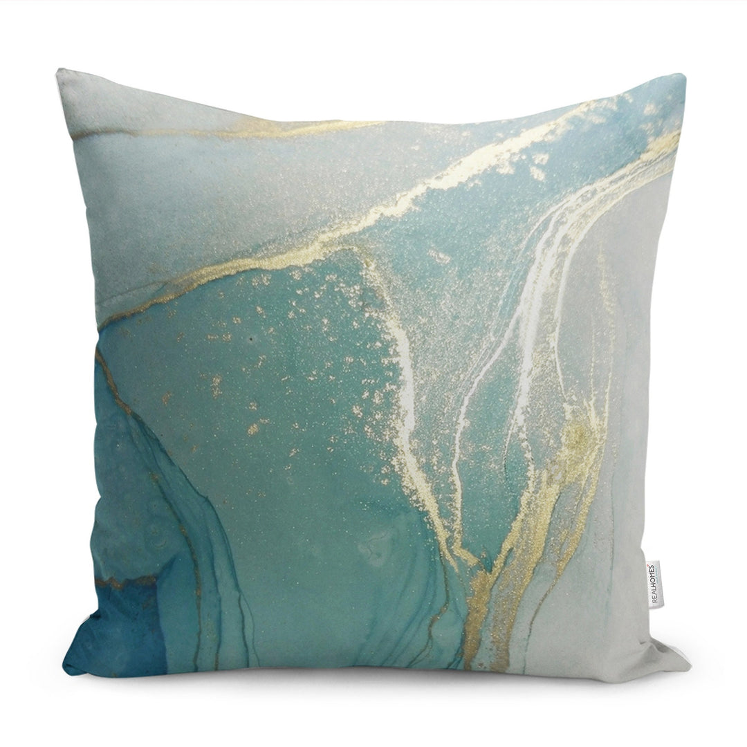 Abstract Pillow Case|Turquoise Cushion Case|Farmhouse Pillowtop|Decorative Housewarming Pillow|Throw Pillowcase|Boho Bedding Cushion Cover