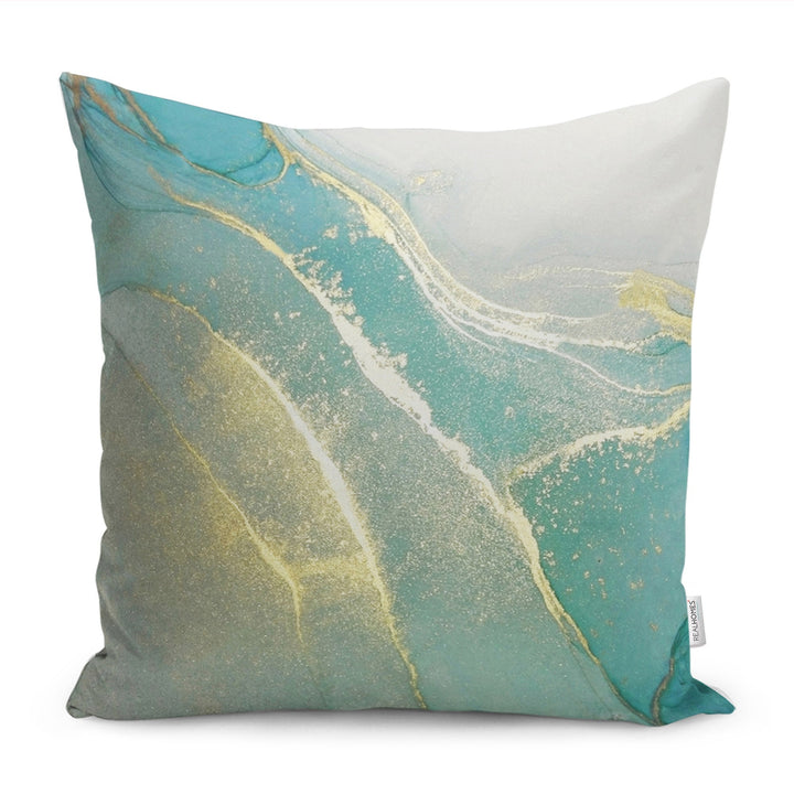 Abstract Pillow Case|Turquoise Cushion Case|Farmhouse Pillowtop|Decorative Housewarming Pillow|Throw Pillowcase|Boho Bedding Cushion Cover