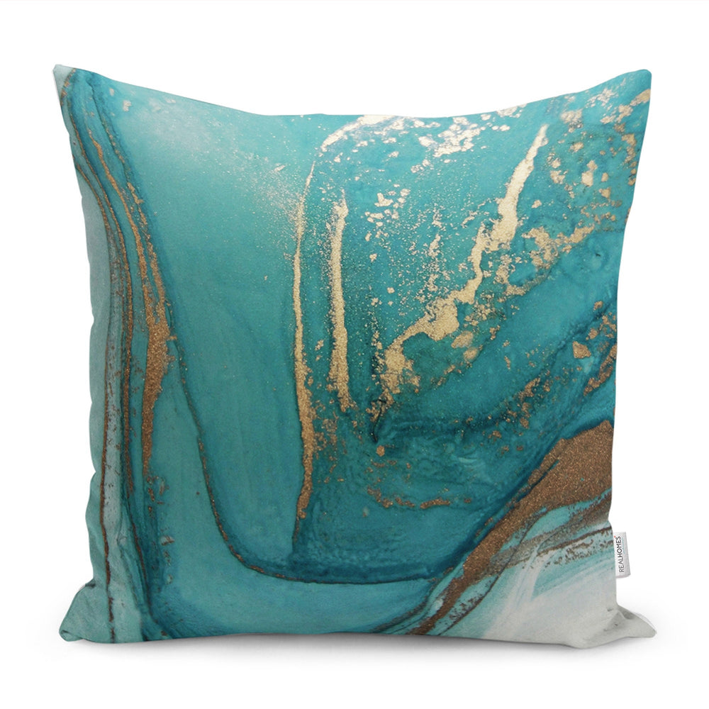 Abstract Pillow Case|Turquoise Cushion Case|Farmhouse Pillowtop|Decorative Housewarming Pillow|Throw Pillowcase|Boho Bedding Cushion Cover