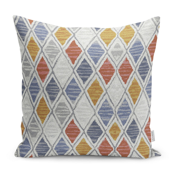 Abstract Pillow Case|Geometric Cushion|Diamond Pillowtop|Decorative Housewarming Pillow|Farmhouse Style Throw Pillowcase|Boho Cushion Cover