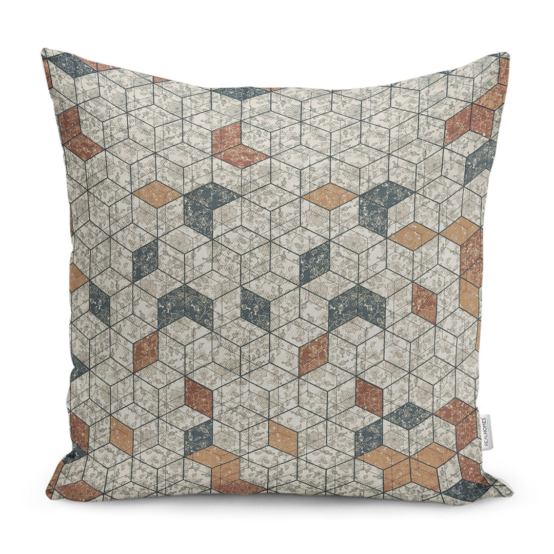 Abstract Pillow Case|Geometric Cushion|Diamond Pillowtop|Decorative Housewarming Pillow|Farmhouse Style Throw Pillowcase|Boho Cushion Cover