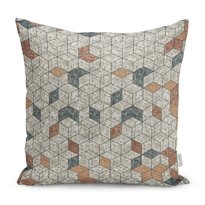 Abstract Pillow Case|Geometric Cushion|Diamond Pillowtop|Decorative Housewarming Pillow|Farmhouse Style Throw Pillowcase|Boho Cushion Cover