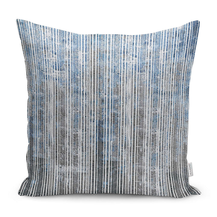 Abstract Pillow Case|Blue Gray Cushion|Boho Cushion Cover|Farmhouse Pillowtop|Decorative Housewarming Pillow|Outdoor Throw Pillowcase