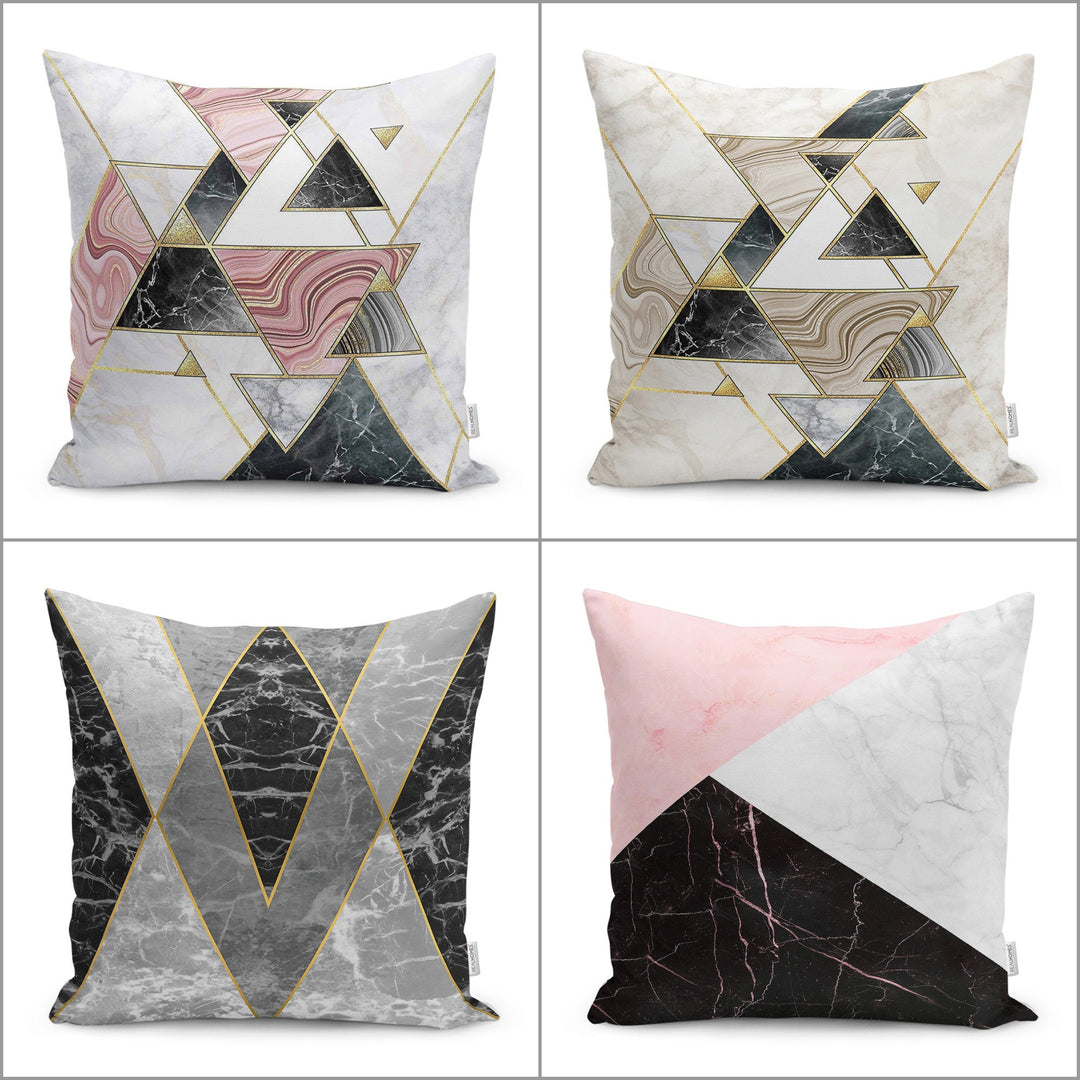 Marble Pillow Case|Geometric Cushion|Decorative Housewarming Pillow|Farmhouse Pillowtop|Outdoor Throw Pillowcase|Boho Bedding Cushion Cover