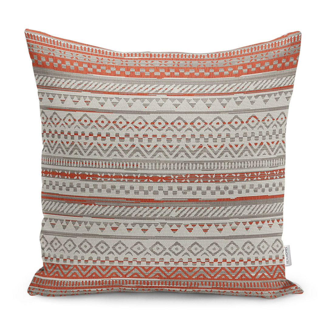 Ethnic Pillow Cover|Geometric Cushion|Farmhouse Pillowtop|Decorative Housewarming Pillow|Outdoor Throw Pillowcase|Boho Bedding Cushion