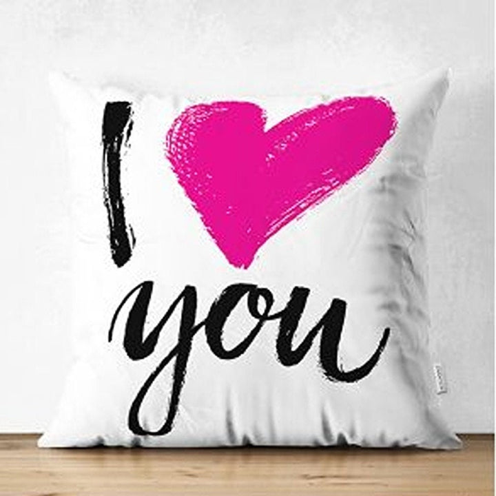 Set of 4 Valentine's Day Pillow Covers|I Love You Print Pillowcase|Pink Heart Cushion Case|Striped Romantic Pillowtop|Love Throw Pillow Case