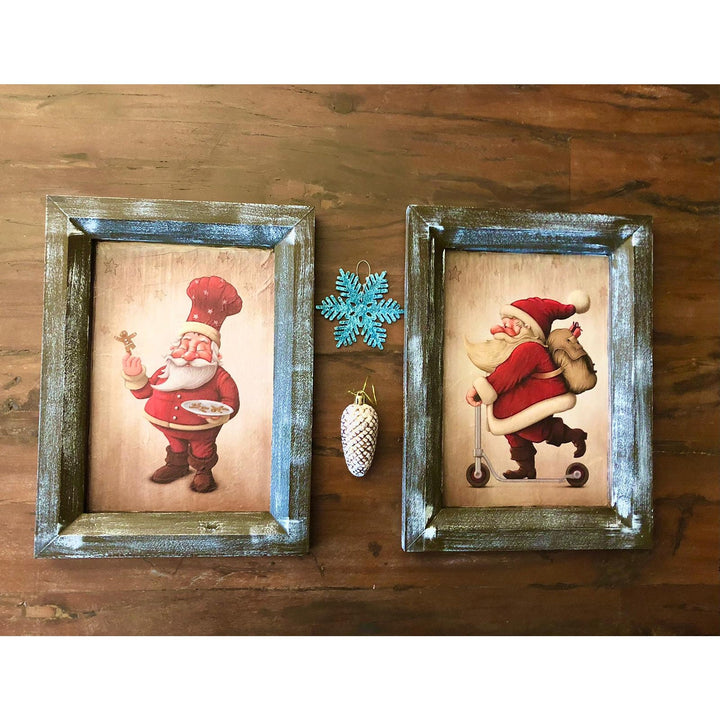 Santa Wall Art Decor|Christmas Wall Art|Winter Wall Decor|Xmas Wall Hanging|Winter Trend Gift|Xmas Cookies Print Gift Idea|Wooden Xmas Decor