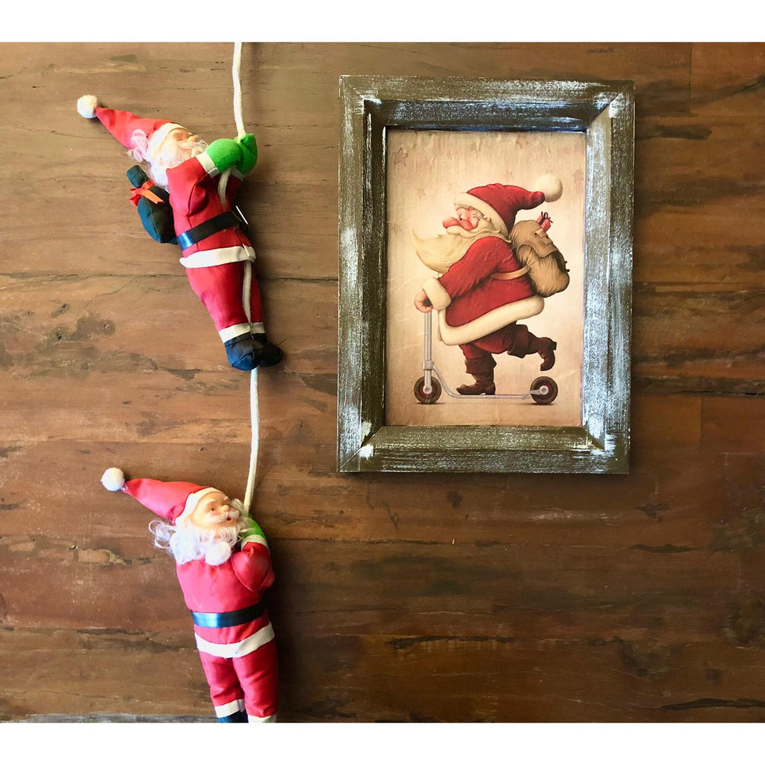 Santa Wall Art Decor|Christmas Wall Art|Santa on Scooter|Winter Wall Decor|Xmas Wall Hanging|Winter Trend Gift for Her|Wooden Xmas Gift Idea