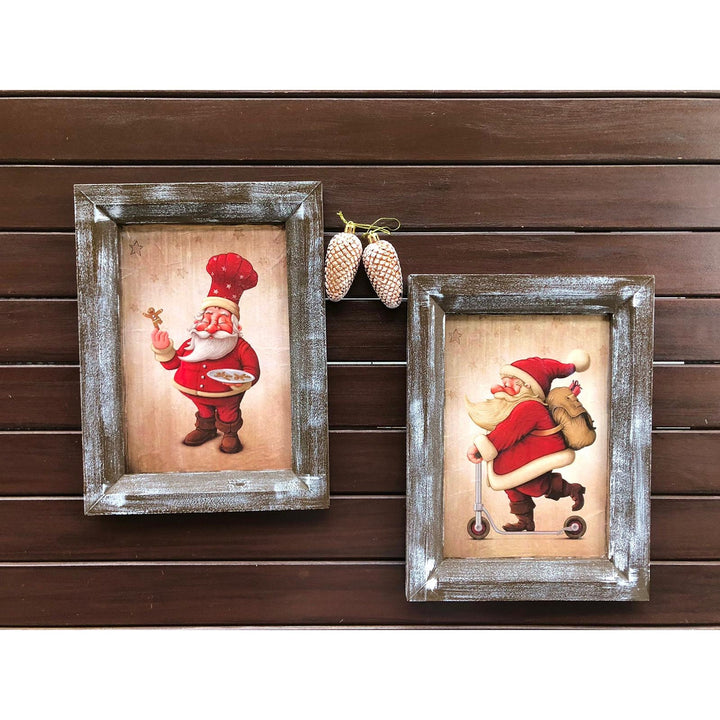 Santa Wall Art Decor|Christmas Wall Art|Santa on Scooter|Winter Wall Decor|Xmas Wall Hanging|Winter Trend Gift for Her|Wooden Xmas Gift Idea