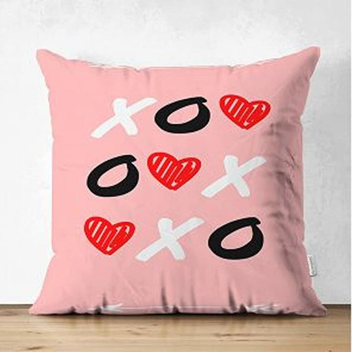 Set of 4 Valentine's Day Pillow Covers|XO XO Print Pillowcase|Pink Heart Cushion Case|Romantic Pillowtop|Love Throw Pillow Case|Gift for Her