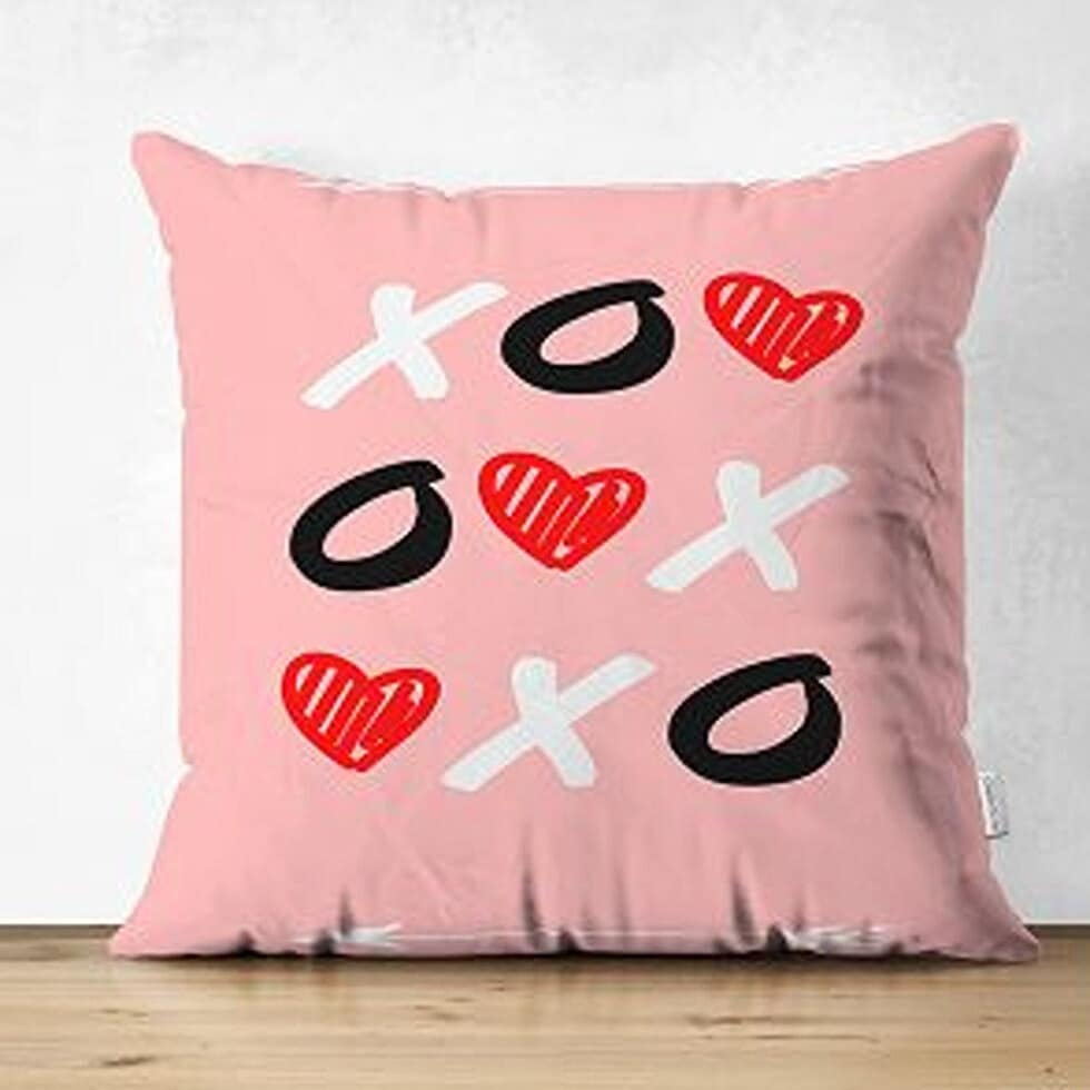 Set of 4 Valentine's Day Pillow Covers|XO XO Print Pillowcase|Pink Heart Cushion Case|Romantic Pillowtop|Love Throw Pillow Case|Gift for Her