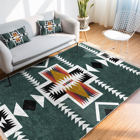 JILANGCA Rustic Southwestern Area Rug for Living Room,Aztec Tribal Native American Indian Geometric,Throw Rugs Soft Large Floor Carpets Mat Non Slip Washable