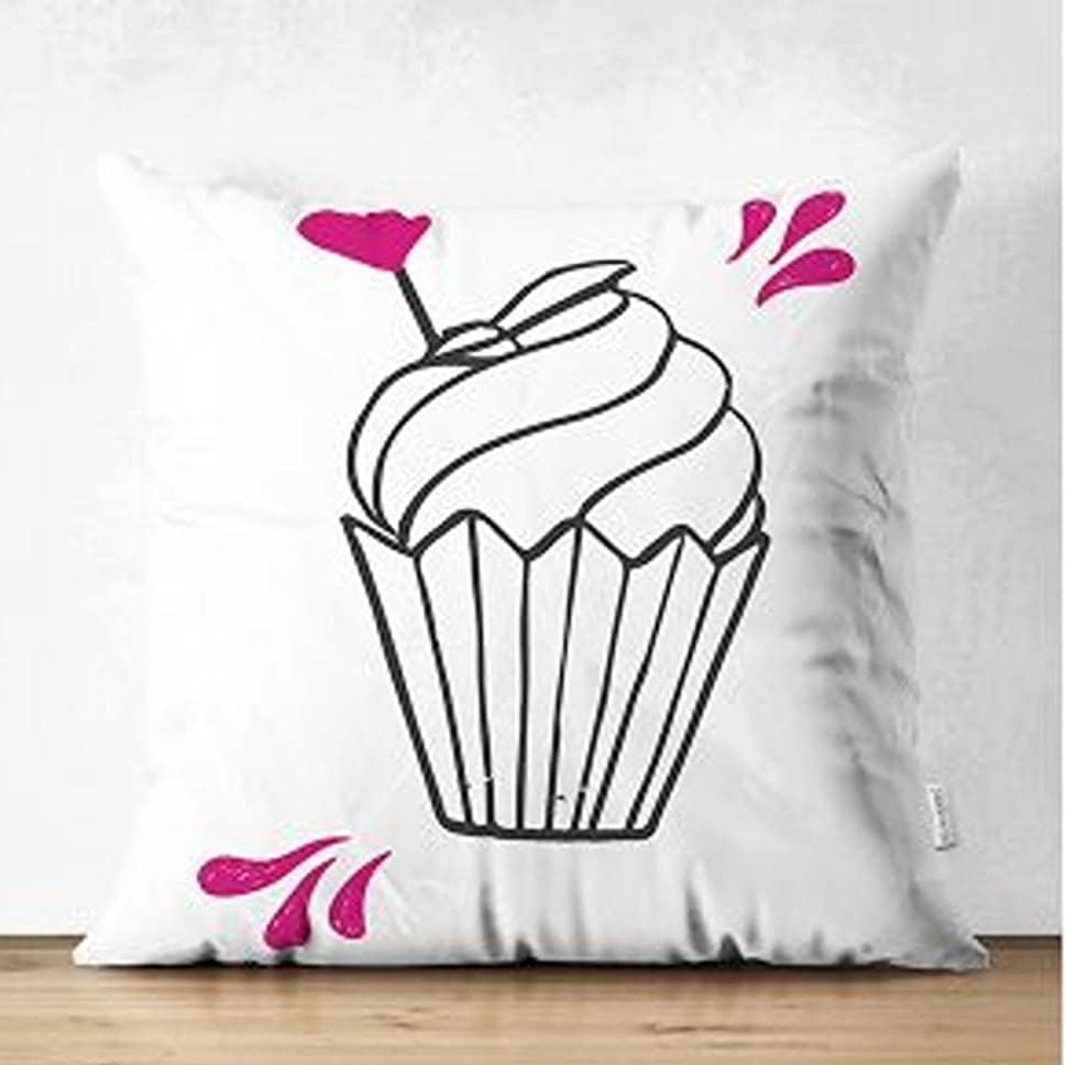 Set of 4 Valentine's Day Pillow Covers|Cupcake Print Pillowcase|Heart Cushion Case|Forever Together Print Pillowtop|Love Throw Pillow Case