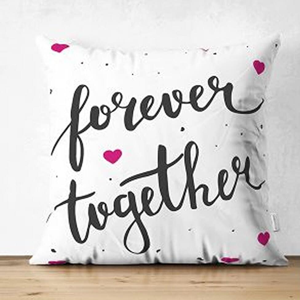 Set of 4 Valentine's Day Pillow Covers|Cupcake Print Pillowcase|Heart Cushion Case|Forever Together Print Pillowtop|Love Throw Pillow Case