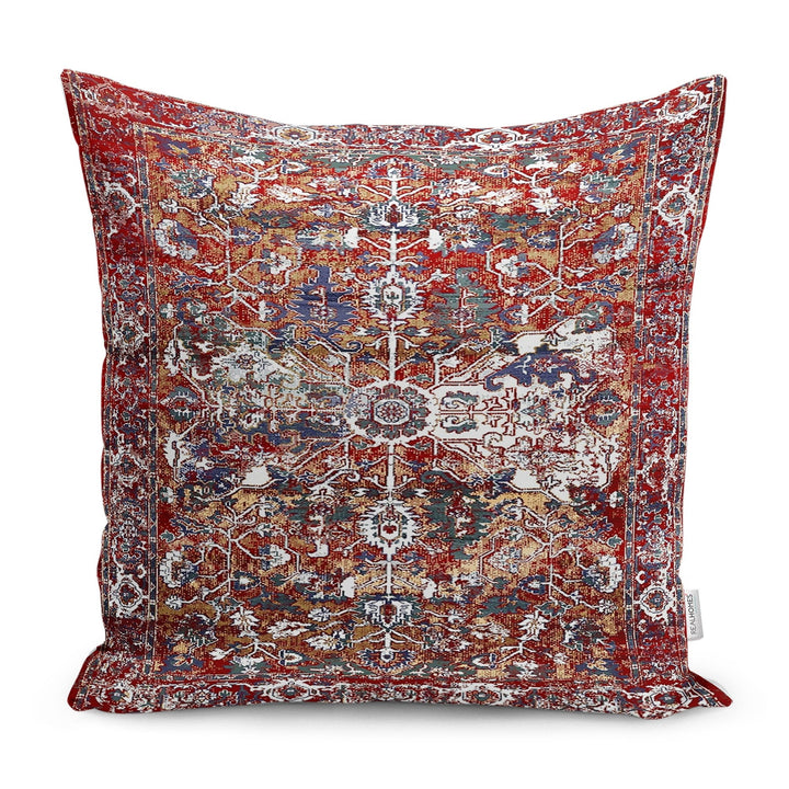 Kilim Pattern Pillow Case|Worn Looking Cushion Case|Faded Pillow Cover|Antique Home Decor|Farmhouse Style Vintage Ottoman Outdoor Pillowtop