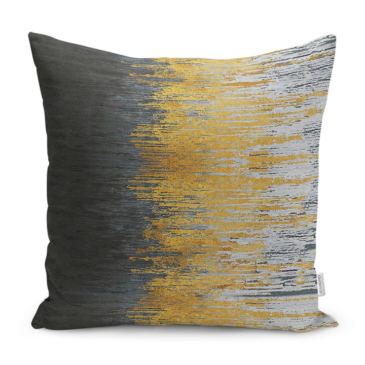 Abstract Pillow Case|Gray Yellow Cushion|Farmhouse Pillowtop|Decorative Housewarming Pillow|Outdoor Throw Pillowcase|Bedding Cushion Cover